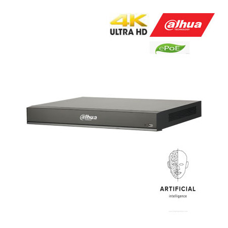 IP įrašymo įrenginys 16kam.16MP, IVS, AI, 16 PoE, 320Mbps, H.265+, veido atpažinimo funkcija