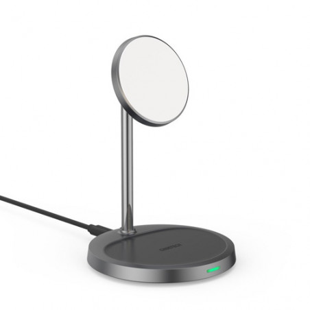 Magnetinis bevielis įkroviklis su stovu CHOETECH, 2in1, 15W, pilkas