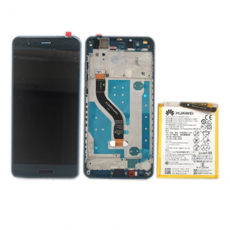 Ekranas LCD su lietimui jautriu stikliuku, rėmeliu ir baterija Huawei P10 Lite (mėlynas) ORG