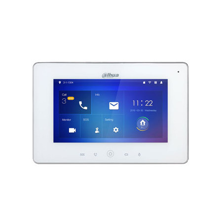 IP domofono monitorius su WIFI, 7 col. 1024x600,Micro SD kortelės prievadas,PoE(802.3af) baltas, SIP
