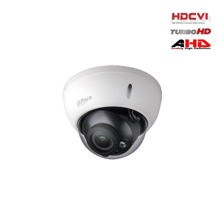 HD-CVI, TVI, AHD, CVBS kamera kupolinė 2MP su IR iki 30m. 1/2.7" 2.7-12mm objektyvas, IP67, IK10