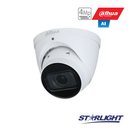 IP kamera kupol. 4MP STARLIGHT AI, IR pašv. iki 40m, 1/3 2.7~13.5mm. automatinis obj, SMD, IVS