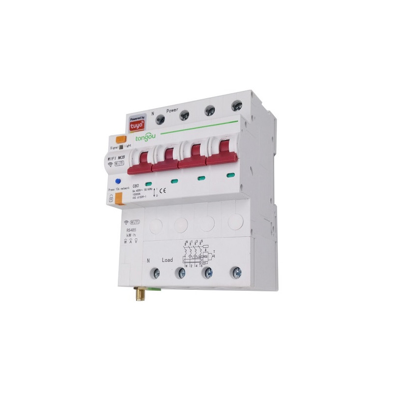 TUYA Išmanusis 4 kontaktų automatinis saugiklis - kirtiklis, Wi-Fi, RS485, 63A