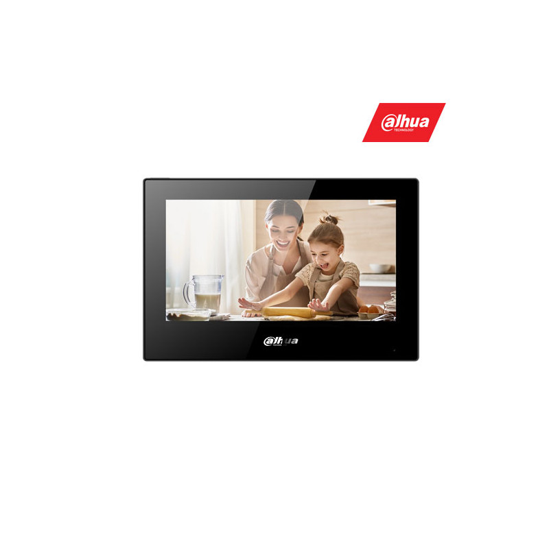 IP domofono monitorius VTH5321GB-W. 7 col. 1024x600. Wifi, PoE(802.3af). SIP. Andoid 8.1, Juodas