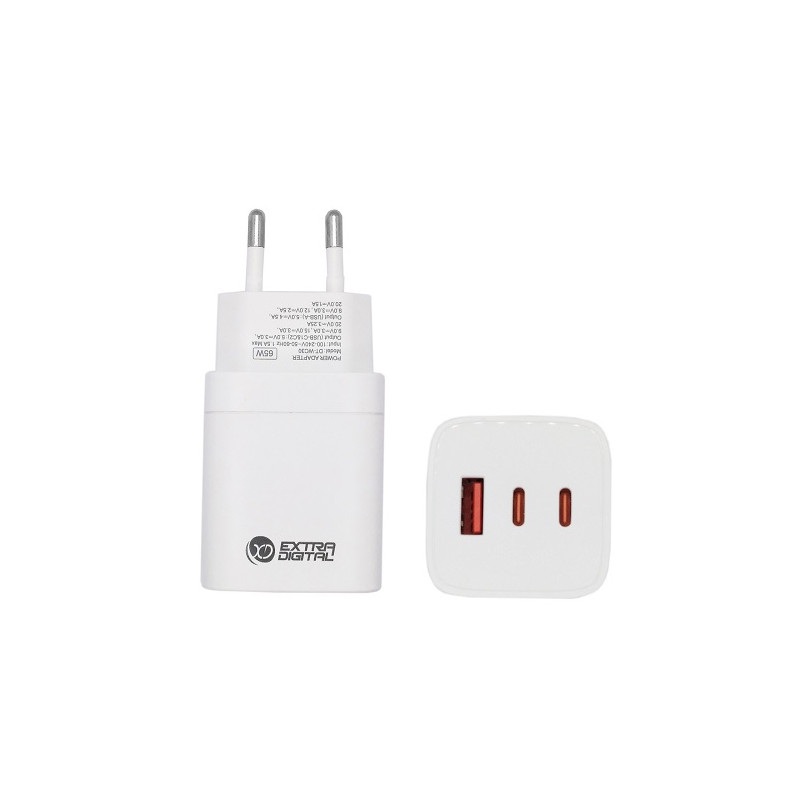Kroviklis GaN 2x USB Type-C, USB Type-A: 65W, PPS
