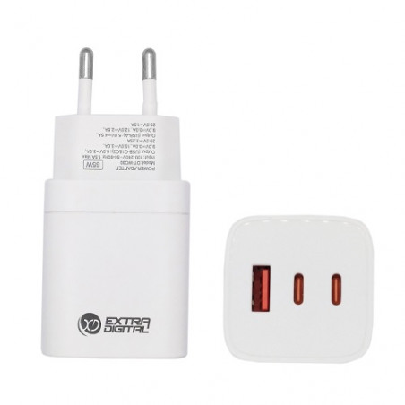 Kroviklis GaN 2x USB Type-C, USB Type-A: 65W, PPS