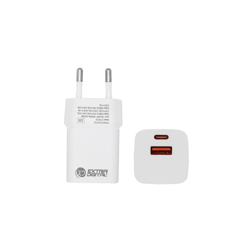 Kroviklis GaN USB Type-C, USB Type-A: 30W, PPS