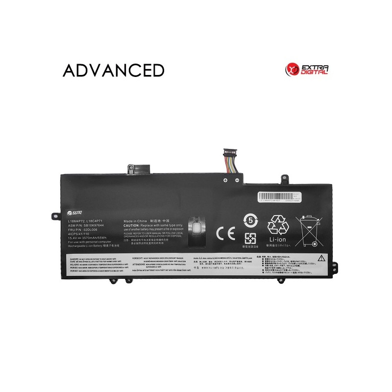 Nešiojamo kompiuterio baterija LENOVO L18M4P72, 3570mAh, Extra Digital Advanced