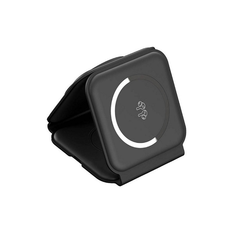 Belaidis įkroviklis CHOETECH, 15W, 3in1, magnetinis, lankstomas, juodas