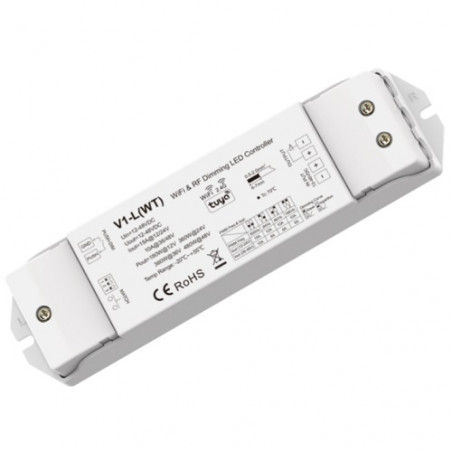 V1-L(WT) nuolatinės įtampos valdiklis 12-48V, 1x15A, Push-Dimm, Tuya, Wi-Fi