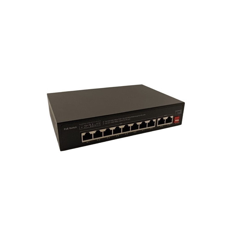 PoE šakotuvas 1000Mbps 8portų +2G uplink