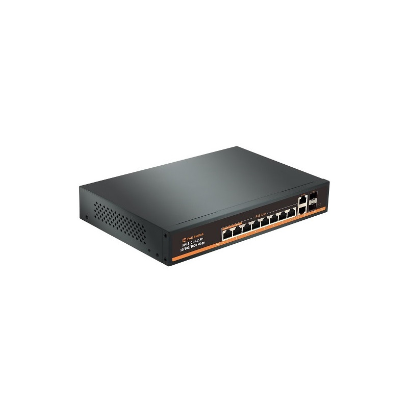 PoE šakotuvas 1000Mbps 8portų +2G uplink +2G SFP