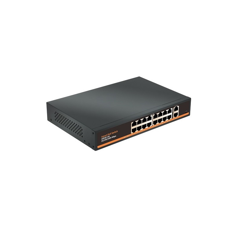 PoE šakotuvas 1000Mbps 16portų +2G uplink