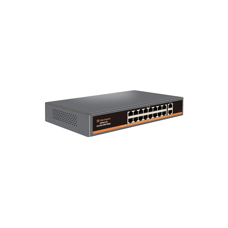PoE šakotuvas 100Mbps 16portų +2G uplink