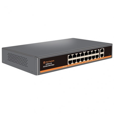 PoE šakotuvas 100Mbps 16portų +2G uplink