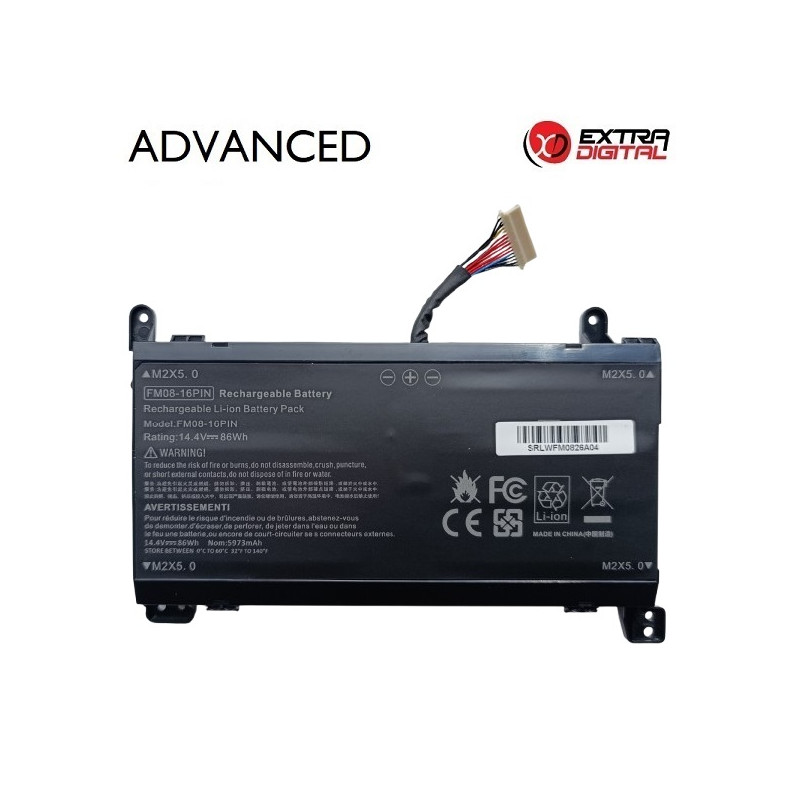 Nešiojamo kompiuterio baterija HP FM08, 86Wh, 5973mAh, 16 pin, Extra Digital Advanced