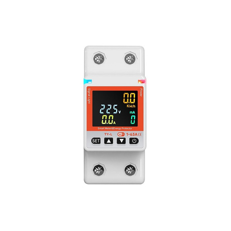 Išmanus energijos matuoklis, 2P+N, 63A, Wi-Fi, Tuya