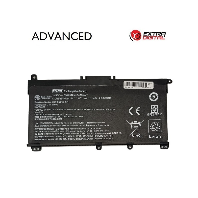 Nešiojamo kompiuterio baterija HP TF03XL, 3400mAh, Extra Digital Advanced