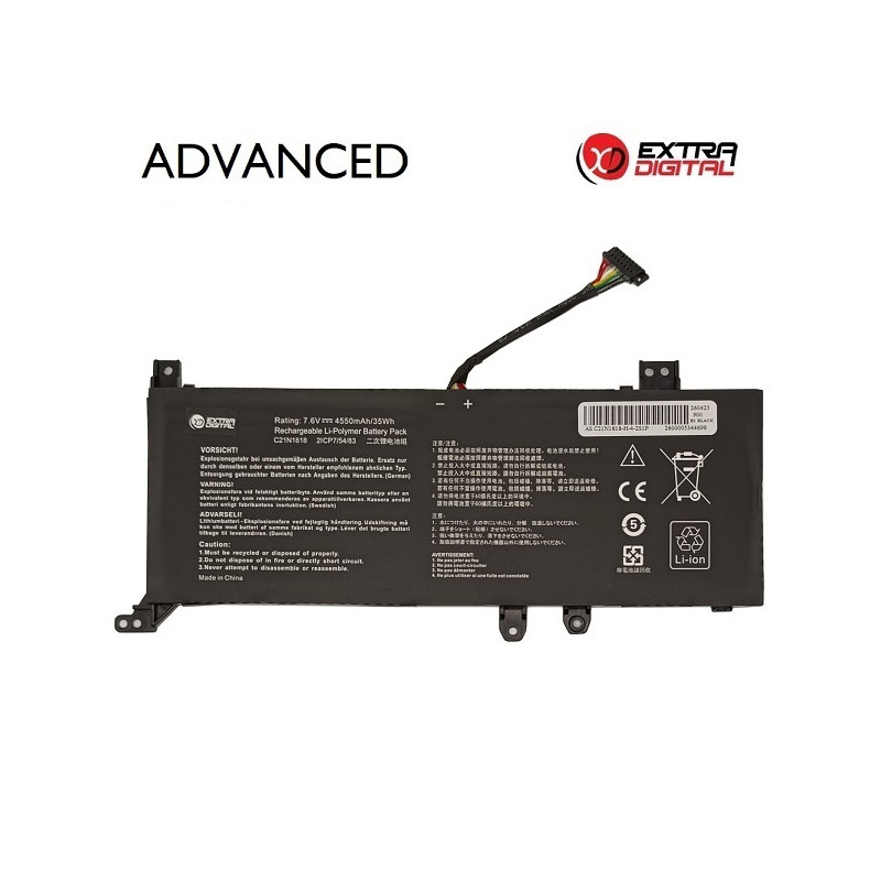 Nešiojamo kompiuterio baterija ASUS C21N1818, 4550mAh, Extra Digital Advanced