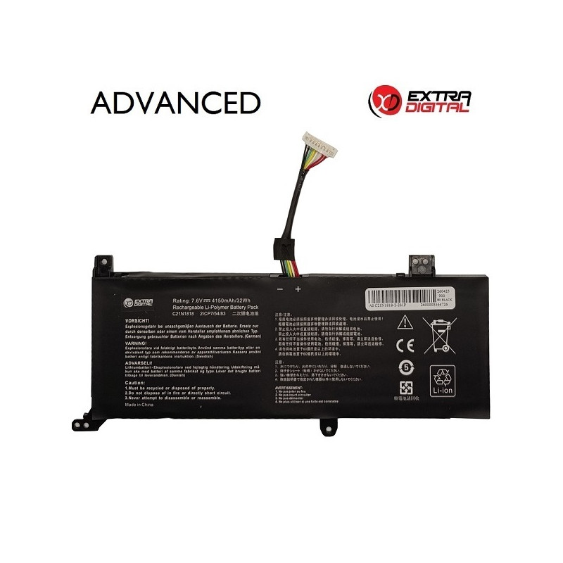 Nešiojamo kompiuterio baterija ASUS C21N1818-2, 4150mAh, Extra Digital Advanced