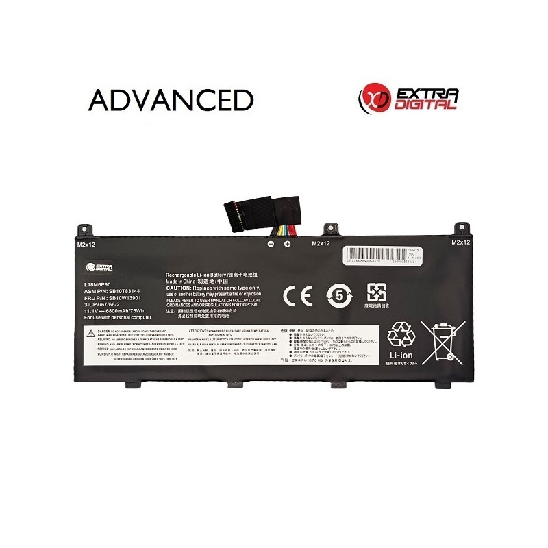 Nešiojamo kompiuterio baterija LENOVO L18M6P90, 6800mAh, Extra Digital Advanced